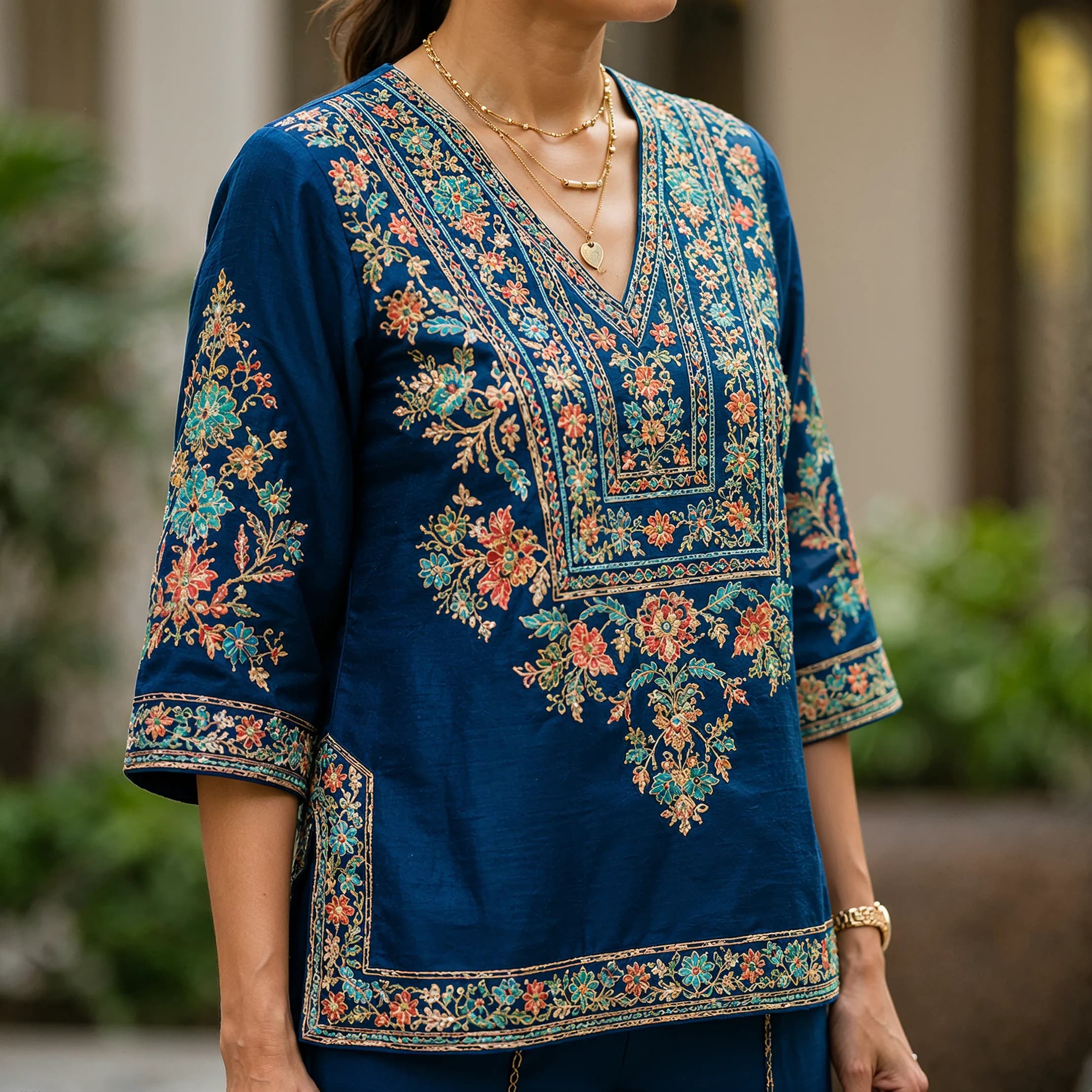 Embroidered Tunic and Palazzo Co-ord Set